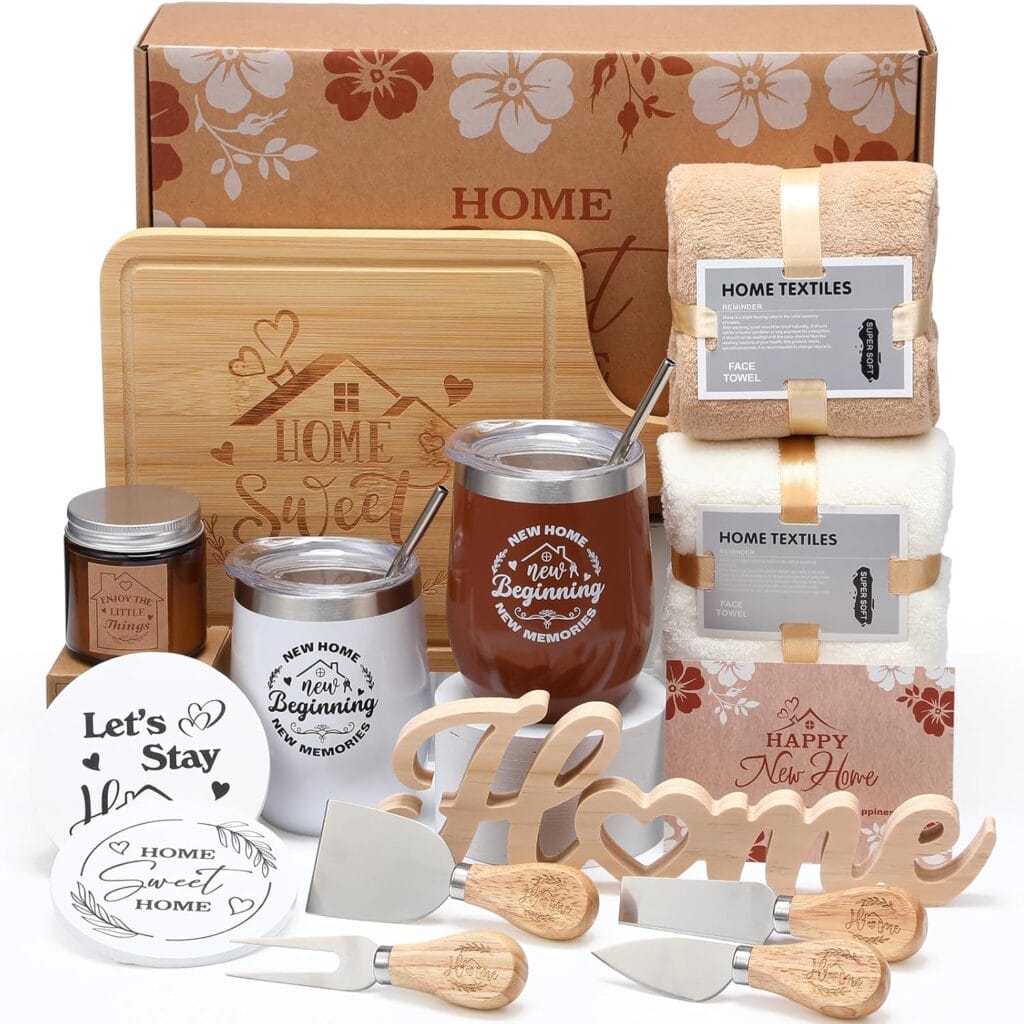 Housewarming Gifts for New Home 19 Pieces House Warming Gifts Set for Couples Women Men Friend Home Sweet Home Housewarming Gift Basket for New House Apartment Kitchen Dinner Set